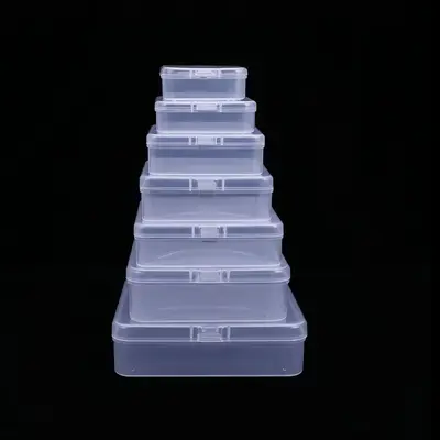 现货正方形pp盒首饰储物盒透明翻盖小盒子零件包装收纳pp塑料盒 - 5