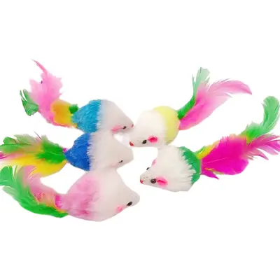 Peluş fare kedi oyuncağı, simüle edilmiş yapay evcil hayvan oyuncağı - 6