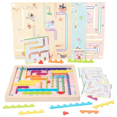 Labyrinth mit Kugelbahn für Kleinkinder, Konzentration und Logik Tischspiel