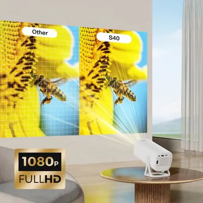 S40 Mini Projeksiyon Cihazı Taşınabilir Projeksiyon Cihazı Android LCD Projeksiyon Cihazı Android 14 HD 4K Projeksiyon Cihazı