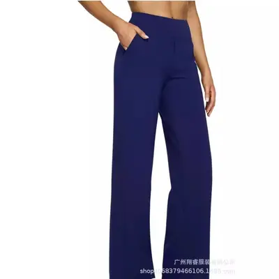 Women's autumn high-waist knitted straight-leg pants with pockets