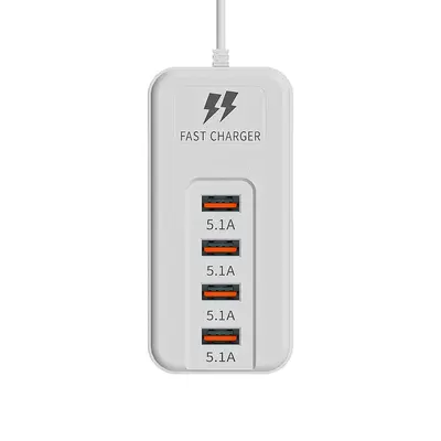 Multi-port USB charger with 5 USB outlets, home and dorm use
