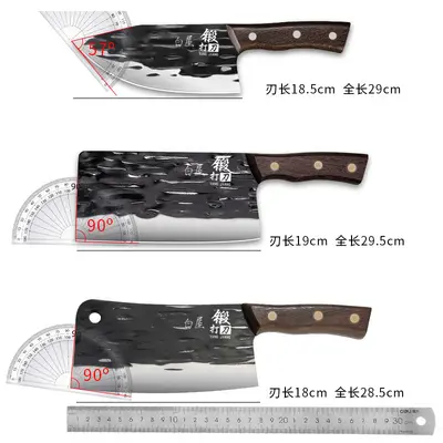 5Cr15 Steel Forged Kitchen Knife with Wooden Handle, Dual-Purpose Chopping and Cutting