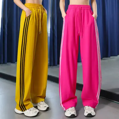 Summer Side-Stripe Sports Pants, High Waist Quick-Dry - 3