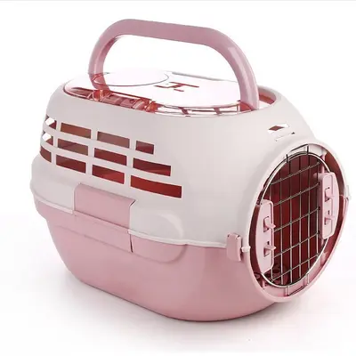 Portable Pet Carrier with Skylight for Cats Outdoor Travel, Breathable Car Transport Box, Detachable Cat Cage