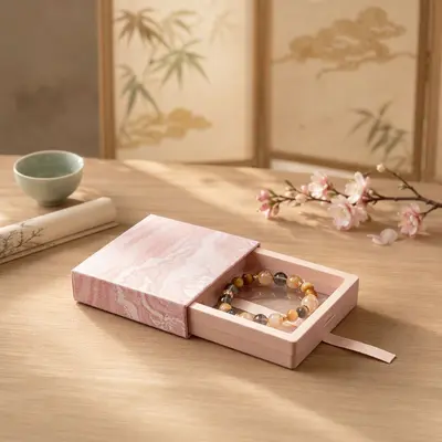 In Stock Gold-Plated Jewelry Box PE Film Storage Box Crystal Bracelet Packaging Box Drawer Suspension Box Beaded Bracelet Box - 7