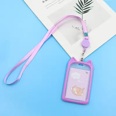 Retractable cat design student card holder with lanyard - 10