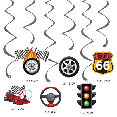 F1 Racing Theme Birthday Pull Flag, Black and White Checkered, Fishtail