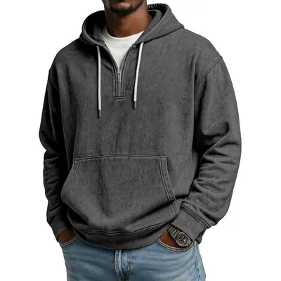 Men's Hooded Half-Zip Sweatshirt, Digital Print, Autumn 2025 - 9