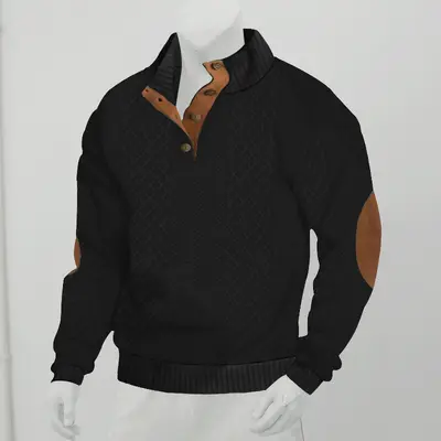 2025 Sınır ötesi erkek giyim Amazon Temu sweatshirt erkek sonbahar ve kış ince dik yaka uzun kollu jakarlı örgü kazak - 11
