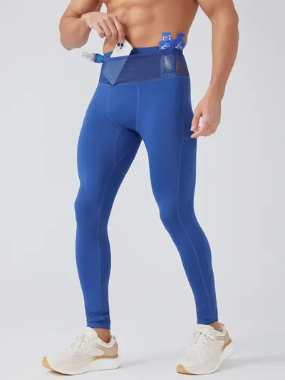 Erkek fitness pantolonu, yüksek bel, hızlı kuruyan, çok cepli