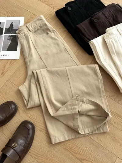 Kadın bol paça pantolon, ince model, bahar, günlük
