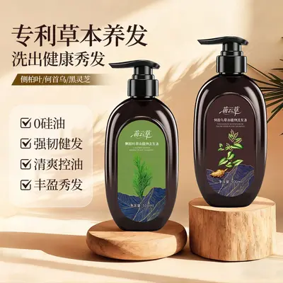 侧柏叶洗发水无硅油蓬松控油草本代熬植物何首乌洗发水养发批发