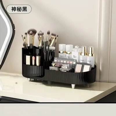 跨境亚马逊化妆品收纳盒家用梳妆台桌面旋转护肤品口红眼影置物架 - 8