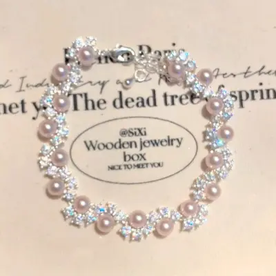 French-style micro-set zircon pearl bracelet for women - 3
