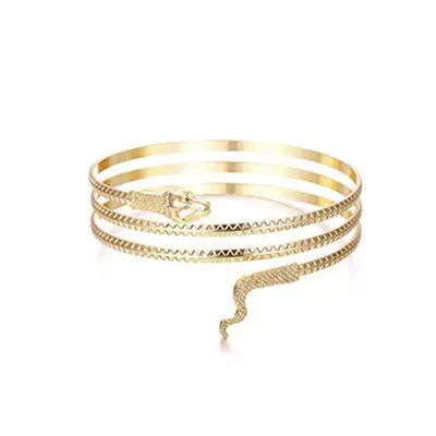 Geometric metal bracelet set, 6-piece leaf design - 10