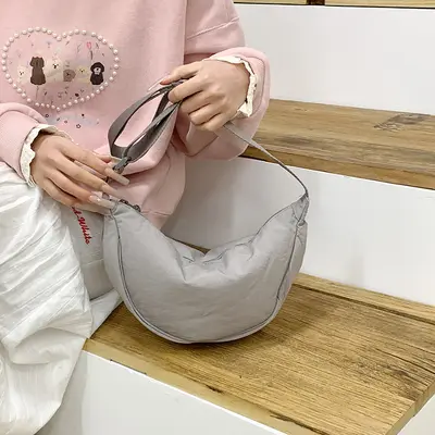 Japanese-Style Solid Color Lightweight Canvas Crossbody Bag - 5