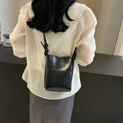 2025 Summer Popular Mini Small Bags for Women New Solid Color Foreign Style Crossbody Bag Korean Style Textured Bucket Bag