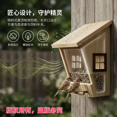 Wooden Outdoor Hanging Bird Feeder Bird Nest House - 3