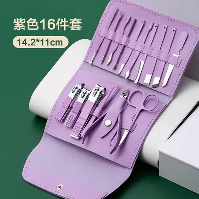 Tırnak makası seti Tırnakları kesmek için kullanışlı güzellik aletlerinden oluşan 16 parçalı set, manikür, manikür pensesi, pedikür bıçağı, kulak kazma bıçağı - 10