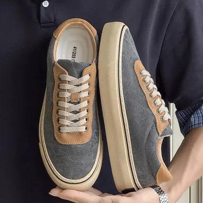 Men's Thick-Sole Distressed Canvas Shoes, Lightweight, Summer, Model 2533
