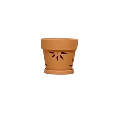 Red Clay Orchid Pot with Cutout Side Wall, Breathable, Hanging Design