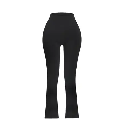 High-Waisted Solid Yoga Leggings, Slim Fit with Micro Flare, Quick-Dry - 6