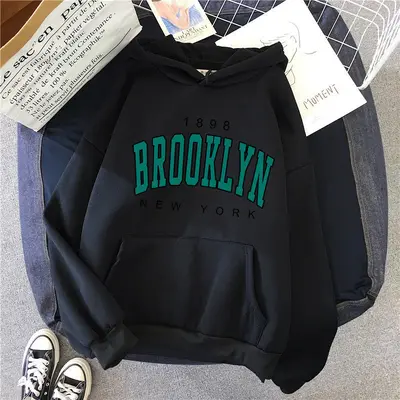 Sonbahar ve Kış Polar gevşek kadın Kazak kazak Sınır Ötesi Sıcak Satış Brooklyn Baskı Çift Kazak tişörtü - 7