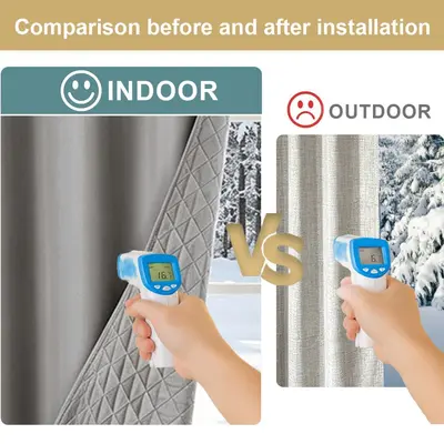 Thermal Insulated Full Blackout Cotton-Lined Curtain, Windproof - 5
