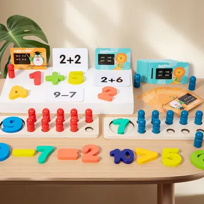 Holz-Lernstäbe für Kleinkinder, Montessori Sensorik-Mathematik, Farberkennung, Steckspielzeug, pädagogisches Spielzeug - 9