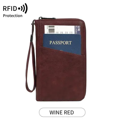 RFID korumalı pasaport cüzdanı, çok bölmeli seyahat çantası - 12