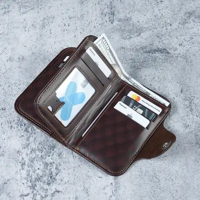 Men's Short Wallet, Retro Genuine Leather, Zipper Coin Pocket and Multiple Card Slots - 3