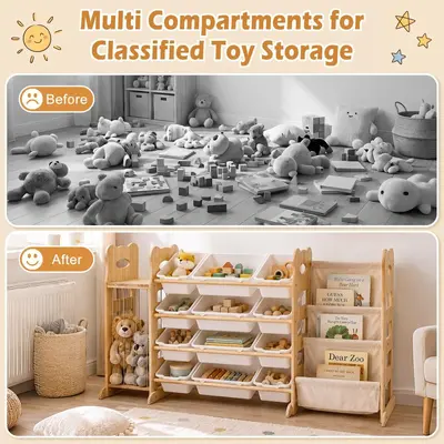New Cross-Border Solid Wood Montessori Kindergarten Multi-Layer Storage Rack Picture Book Shelf Children's Bookshelf Toy Organizer