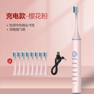 Portable Sonic Electric Toothbrush, USB Rechargeable, Soft Bristles - 12