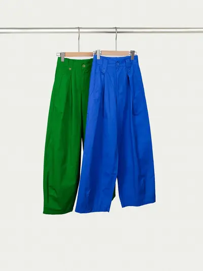 Hochgeschnittene Baumwollhose mit weitem Bein, atmungsaktiv und locker