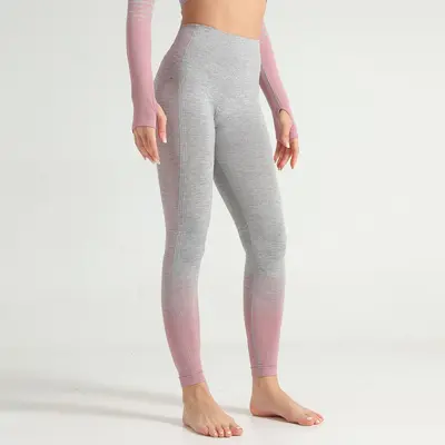 Seamless Gradient Yoga Pants, High Waist, Multicolor, Tight Fit