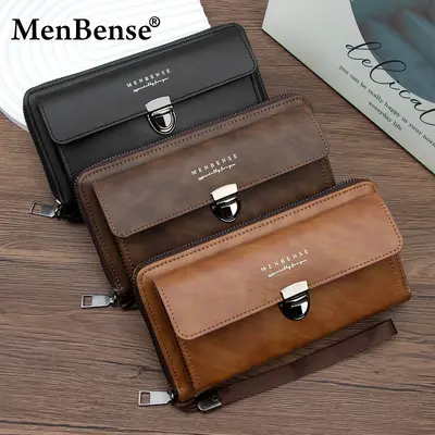 Retro Buckle Men's Long Wallet, Multi-Card Slots, Phone & Coin Compartment - 3