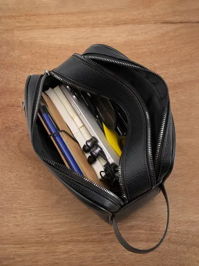 Men's PU Clutch Bag, Large Capacity, Zipper, Waterproof - 2