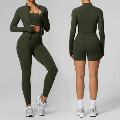Women's Three-Piece High-Elasticity Yoga Wear Set - 5