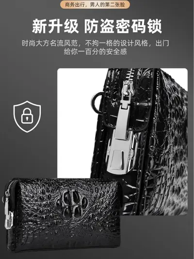 Men's Crocodile Pattern Clutch, Combination Lock - 3