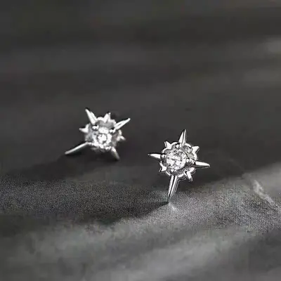 Gümüş iğne küpe, unisex, trend, yüksek kalite - 4