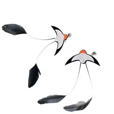 Cat Teaser Wand with Replacement Feather Head, Long Pole, Simulated Swallow - 6