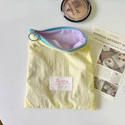 Tragbare Kosmetiktasche, schlank, Makkaron-Farben, Reißverschluss