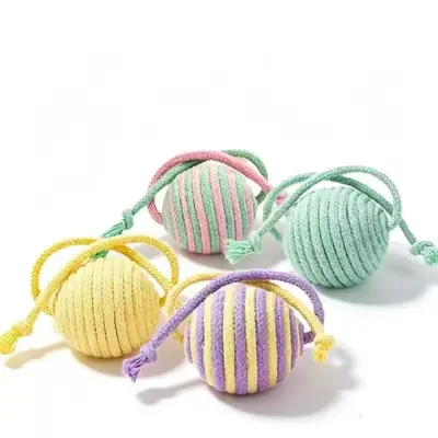 Cat Toy Set with Fabric Fish Teaser, Cotton Rope Ball and Plush Caterpillar - 10