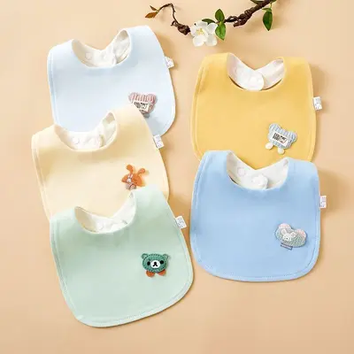 Solid Color Baby U-Shape Bib, Absorbent Stain-Proof Neck Scarf Bib for Infants