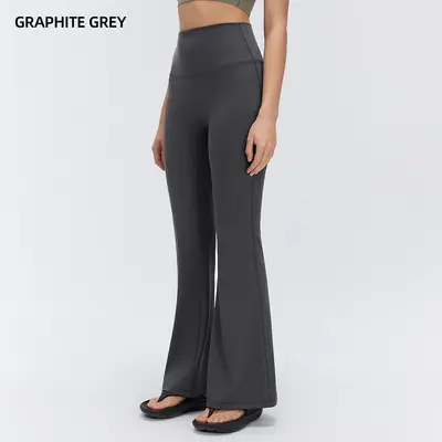 Yüksek bel yoga taytı kadın şeftali kaldırma flare pantalonu D26017 - 11