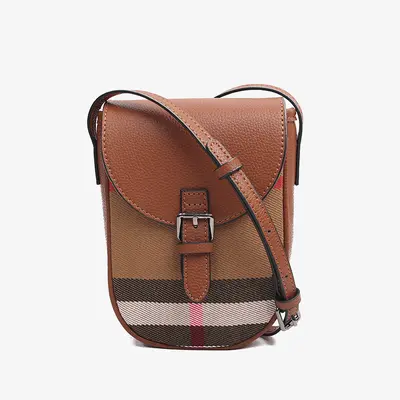 Plaid Genuine Leather Vertical Women's Crossbody Bag with Flap