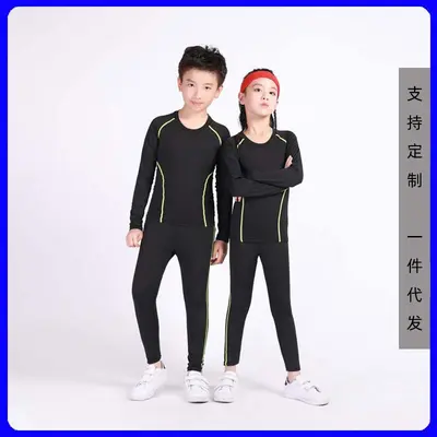 Kids Compression Shirt Training Suit Boys Fitness Wear Long Sleeve Basketball Sports Base Layer Quick-Dry Clothing Football Set Spring