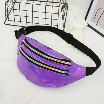 Women's Running Waist Bag with Laser Pattern and Reflective Details - 11