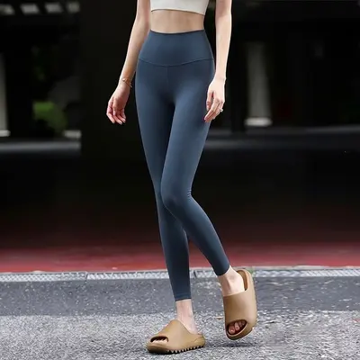 Yoga tayt kadın, yüksek bel, kalça kaldırma, sarı-gri renk - 8